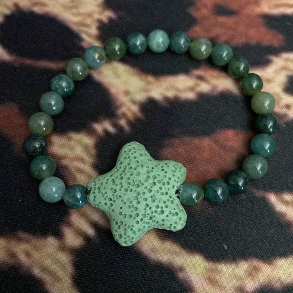 Beautiful Jade Stone with Lava Rock Star